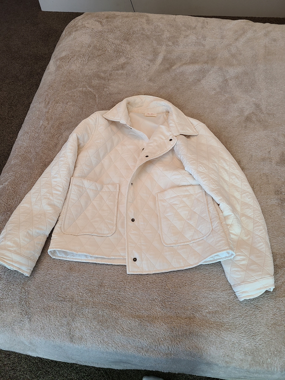 Quilted White Button-Front Jacket